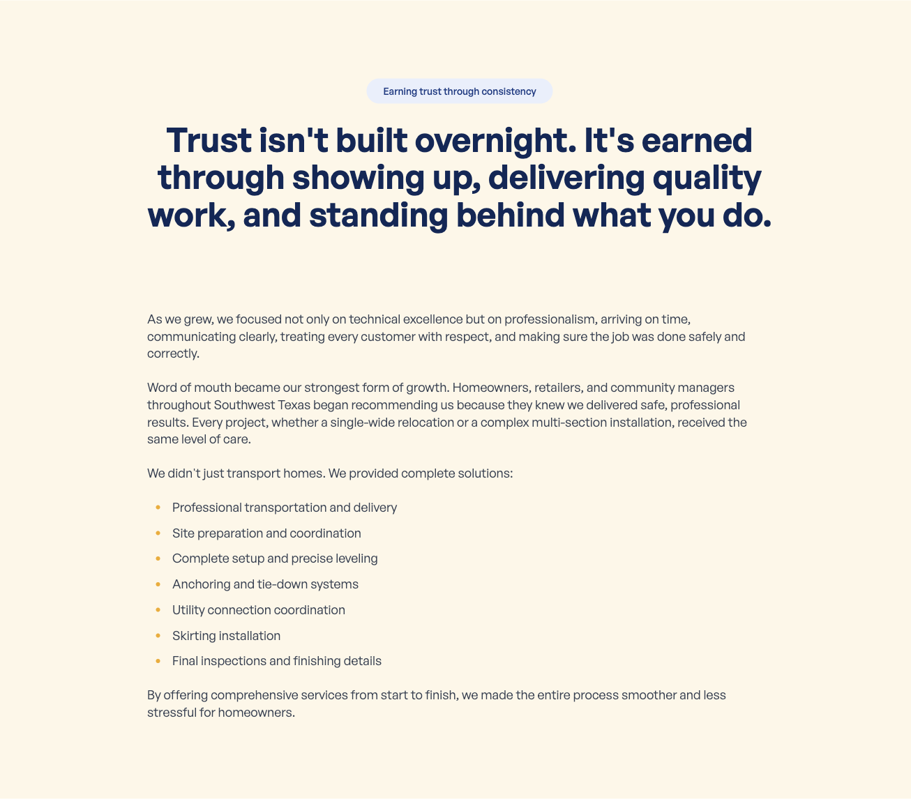 Trust Section Screen Capture