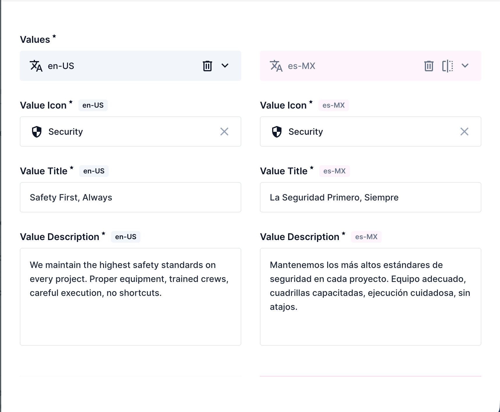 Values collection Screen Capture