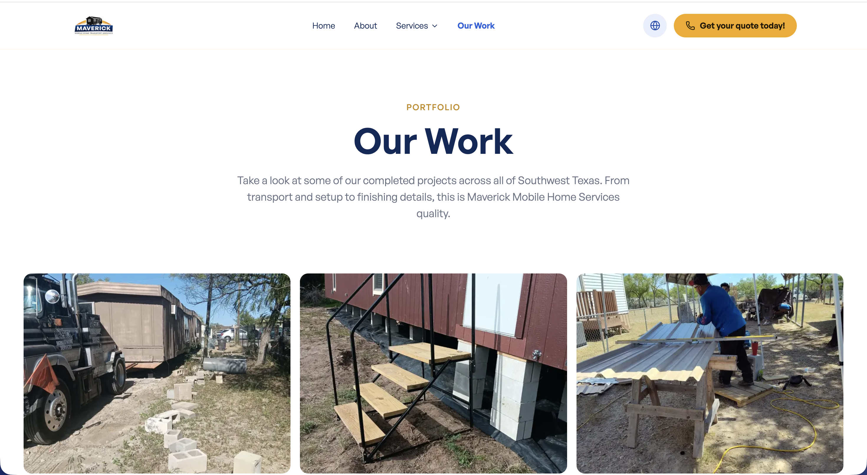 Our Work Page Screen Capture